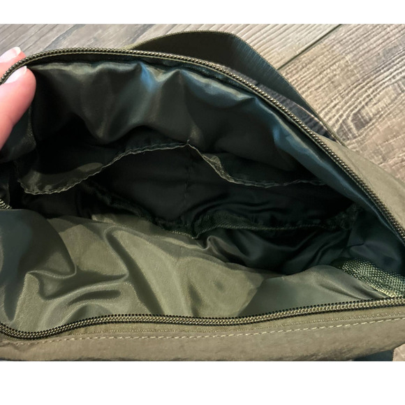 Nylon Crescent Crossbody Bag Olive Green - Picture 2 of 3